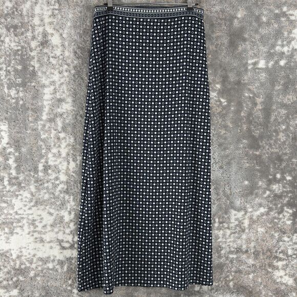 Max Studio Size M Polka Dot Tie Midi Wrap Dress Navy White Stretch Lined - Picture 3 of 8